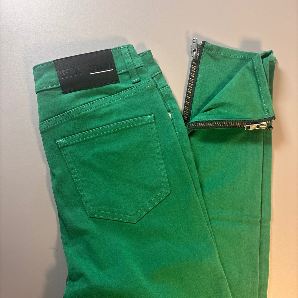 BLK DNM Green Zipper Ankle Skinny Jeans Women Size 26 NWOT